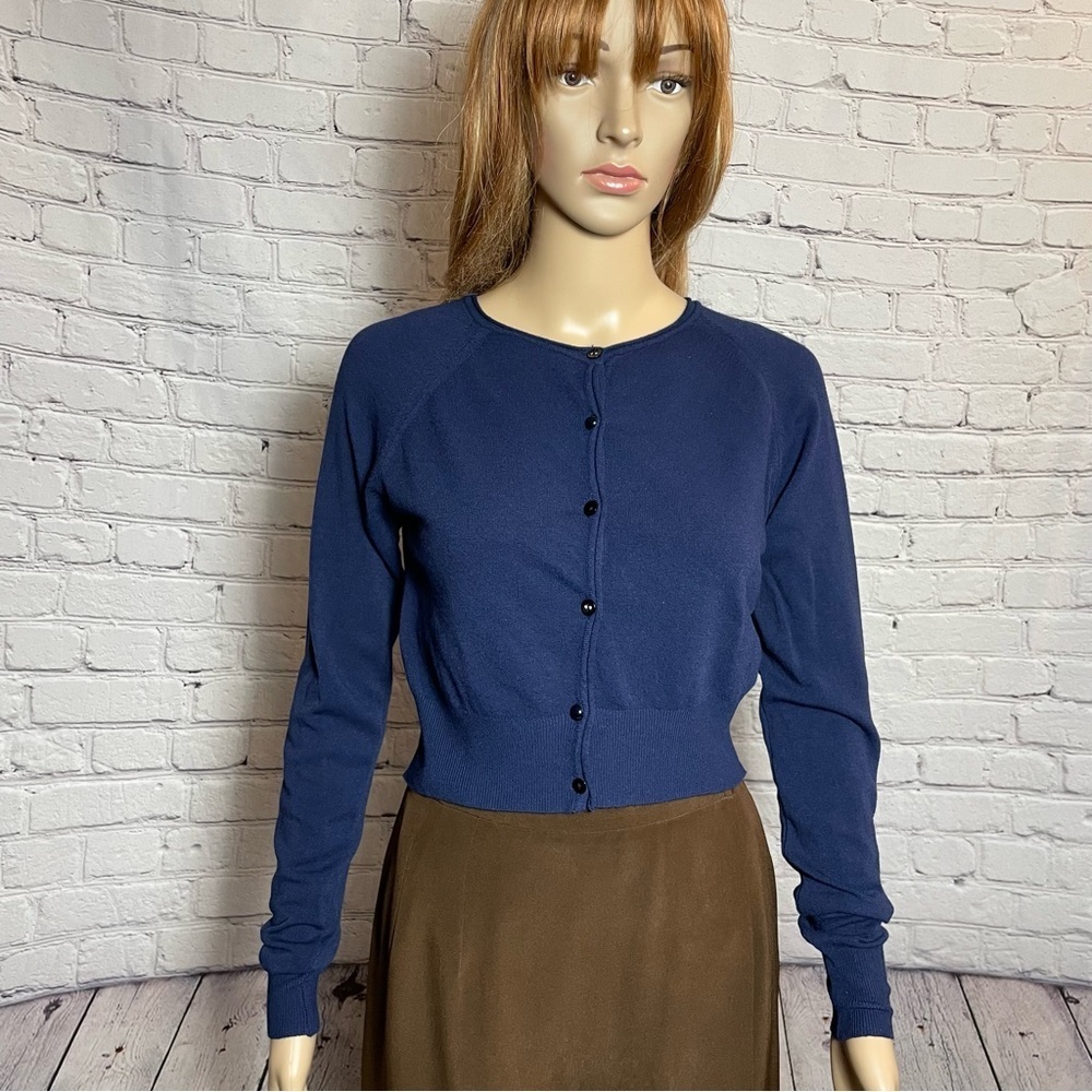 NWT New $123 CELEBRITIES TRICOT Blue Cardigan Size S Made in Italy